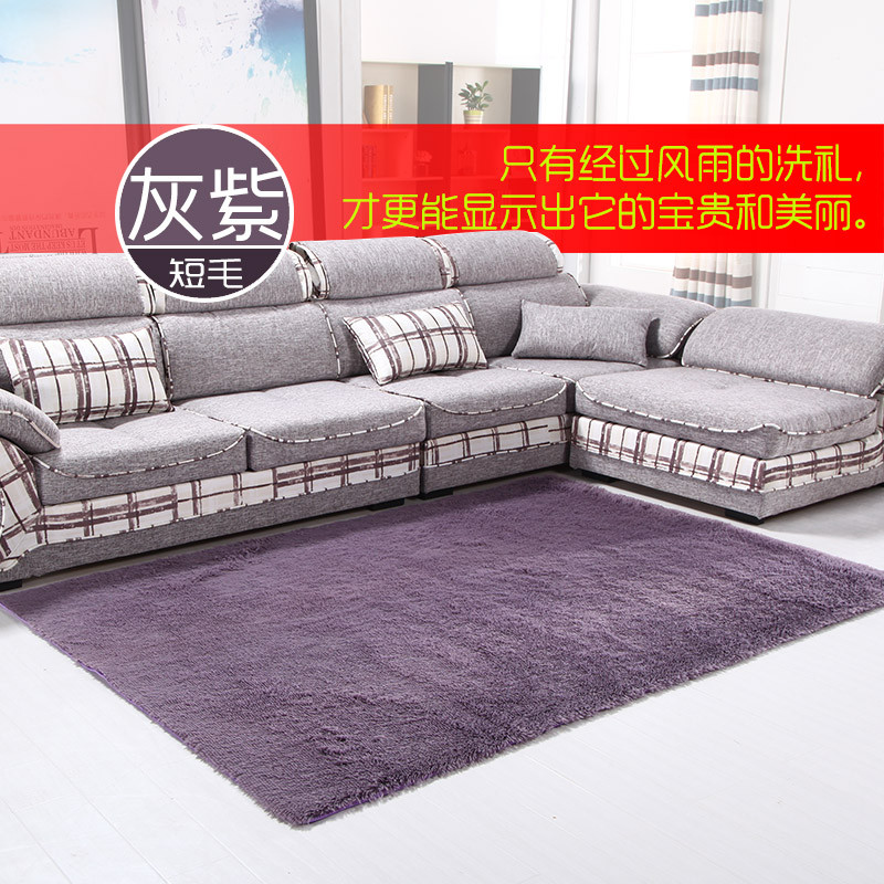 简约现代地毯客厅毯茶几长方形床边房间榻榻米卧室满铺可爱小家用_5 1.2x2米送门垫 灰紫