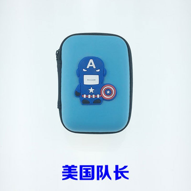 苹果数据线卡通收纳盒耳机包零钱包数码收纳包U盘充电宝包时尚创意便携式拉链设计生活日用收纳用_1 美国队长