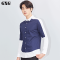 GXG衬衫男装春装男士都市潮流时尚蓝白长袖衬衣#51203362 185/XXL 蓝白色