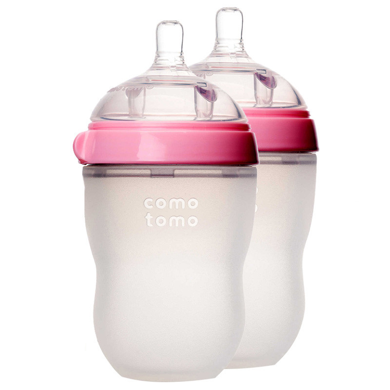 Comotomo/可么多么 EN250TP 婴儿全硅胶奶瓶 粉色 250ML 两个装 美国直采