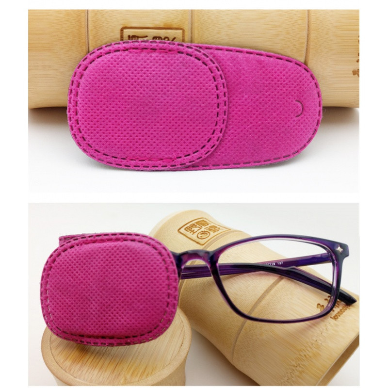 云视野斜视弱视眼罩18片弱视训练遮盖眼罩儿童单眼视力矫正_5 玫红色魅力红（共18片）