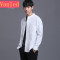 男士衬衫长袖修身休闲衬衣服秋季2017新款韩版薄款寸衫宽松男装潮_2 2XL 黑色
