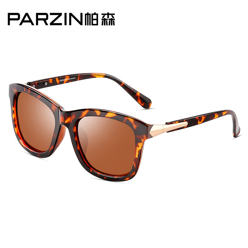 帕森(PARZIN)新款潮流女士太阳镜 时尚驾驶偏光太阳镜 防反光复古墨镜9270 豹纹色