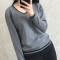 【苏宁直营】新款春秋薄v领羊绒衫毛衣女短款套头羊毛长袖修身百搭打底针织衫 灰色 2XL