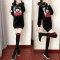 18款式中长款金丝绒连帽卫衣女套头加厚加绒冬季双面绒宽松毛领外套保暖 L 黑色