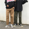 18款式秋韩版宽松bf原宿风复古港味休闲直筒工装阔腿裤九分长裤男女学生 M 军绿色