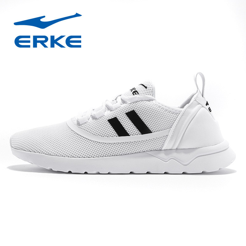 鸿星尔克erke2018年新款轻便百搭运动鞋男鞋黑白时尚跑步鞋11118102206 40码 正白