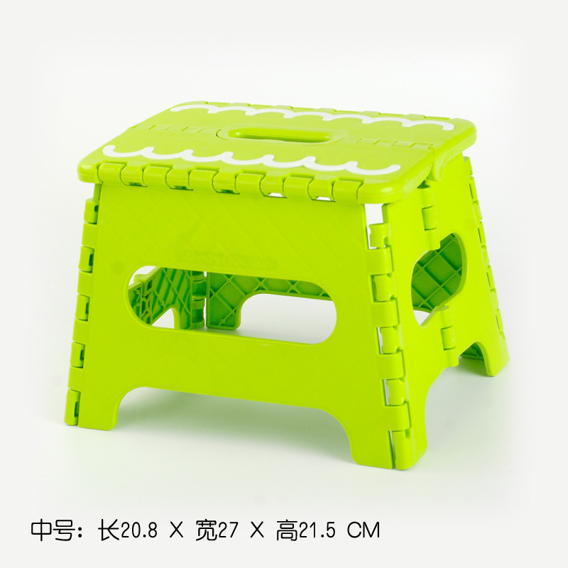 家用时尚加厚椅子塑料便携户外儿童马扎创意幼儿园迷你折叠凳_1 中号波浪线绿色
