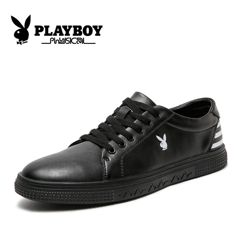 花花公子(PLAYBOY)春季新品男鞋运动休闲鞋潮流百搭板鞋韩版潮鞋 X39428 黑色 42码