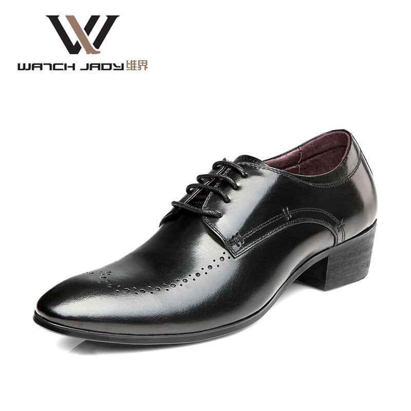 维界雅痞商务牛皮正装男鞋 黑色 38