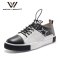 维界春季韩版真皮新款男鞋青春个性百搭板鞋潮流时尚休闲鞋 黑/白色 38 统一颜色 41