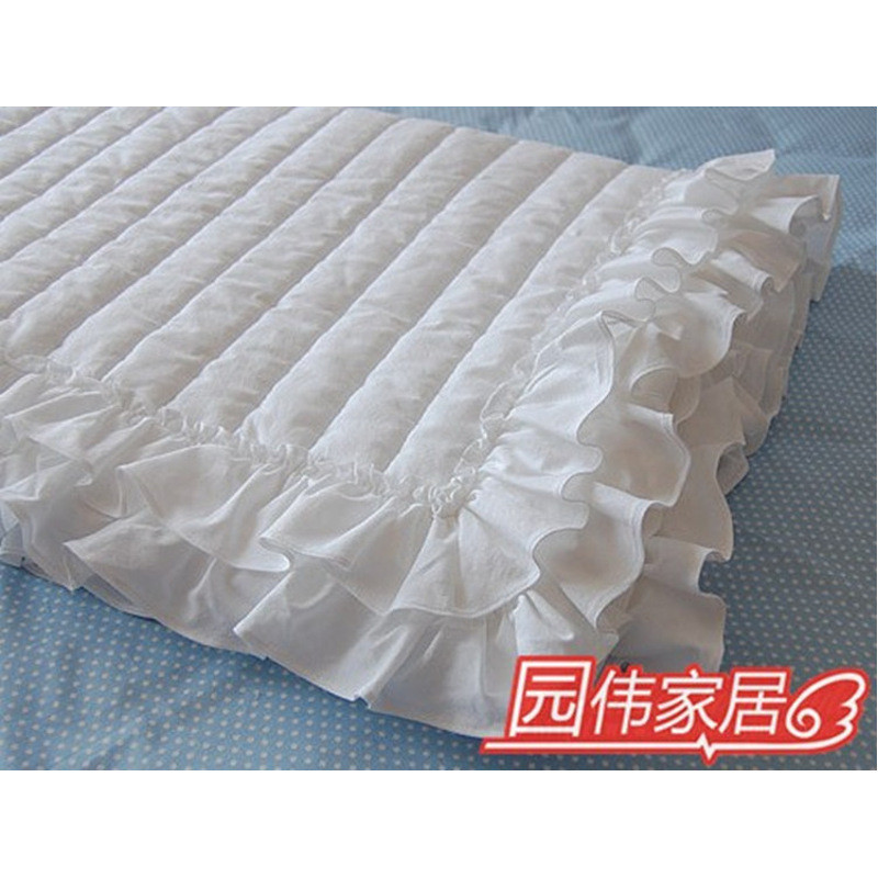 神州行EASYOWN 韩式套件白色木耳边双层荷叶边夹棉绗缝床垫床品配件 白色1.2m(4英尺)床