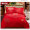 新款婚庆大红全棉四件套结婚磨毛2.0m被套床单1.8m双人床上用品_6 1.5m（5英尺）床 梦回唐朝送抱枕