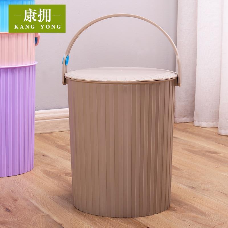 洗澡桶婴儿童宝宝装玩具的收纳筐篮带盖沐浴可坐小孩塑料箱子圆形_1 驼色高30cm