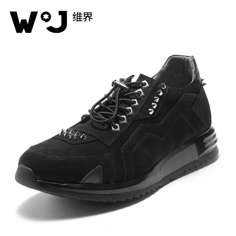 维界W*J休闲鞋秋新款耐磨个性铆钉潮流青春百搭板鞋 黑色 38 统一颜色 41