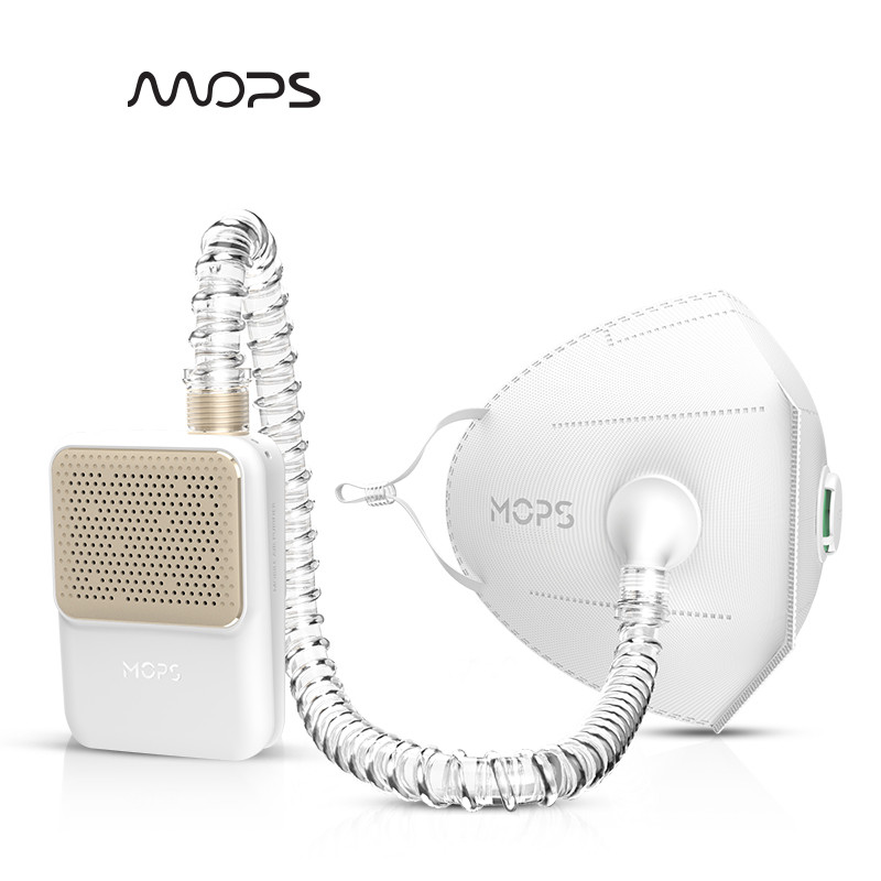 MOPS 忻风2代随身空气净化器 智能防雾霾防尘电动口罩 PM2.5运动口罩男女 香槟金