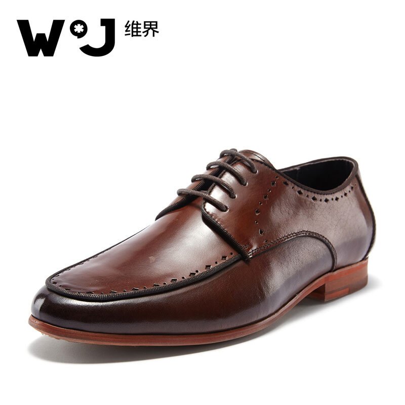 维界W*J商务休闲鞋男睿智优雅新款牛皮商务休闲鞋 棕色 42 棕色 43