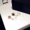 新款时尚韩国耳环欧美精致珍珠镶钻玫瑰花朵气质耳钉耳坠耳饰品女 银色