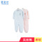 秋季新款男童女童简约时尚家居服双层长袖前开扣连体衣 59cm 粉蓝