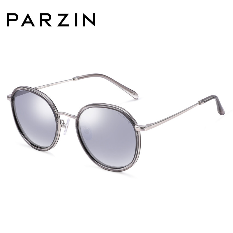 帕森(PARZIN) 偏光太阳镜 女士复古炫彩膜大框潮墨镜驾驶镜 新品9917 透灰框反光膜水银片