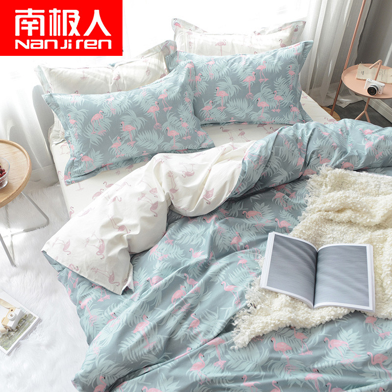 南极人ins北欧纯棉四件套全棉床上用品1.5/1.8m床单被套小碎花 1.8m（6英尺）床 艺术构想