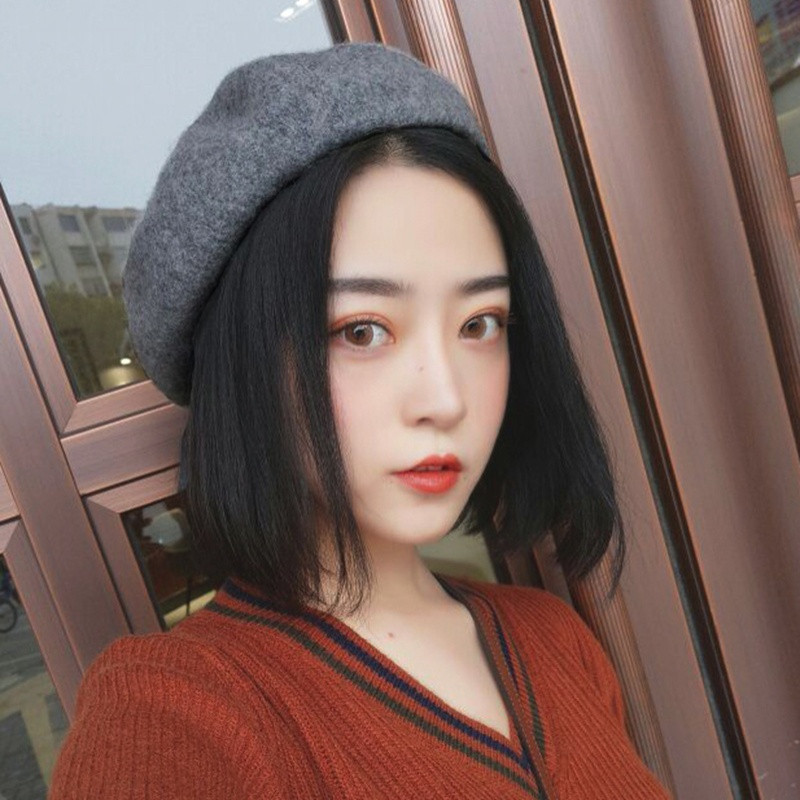 18款式帽子女冬天韩版百搭贝雷帽女秋冬季时尚英伦潮学生日系蓓蕾南瓜帽 深灰改良版