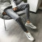 18款式春季牛仔裤男韩版潮流非主流2018新款修身小脚黑色男生裤子百搭 29 817灰色