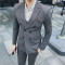 18款式商务正装男士双排扣西服套装三件套新郎结婚礼服韩版英伦西装外套 48 灰色（两件套）双排扣