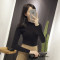 18款式韩版2018春装新款修身半高领长袖打底衫女毛衣紧身显瘦纯色针织衫 M 白色