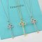 正品蒂芙尼项链Tiffany纯银925钥匙吊坠毛衣链18K锁骨链礼物 太阳花钥匙玫瑰金