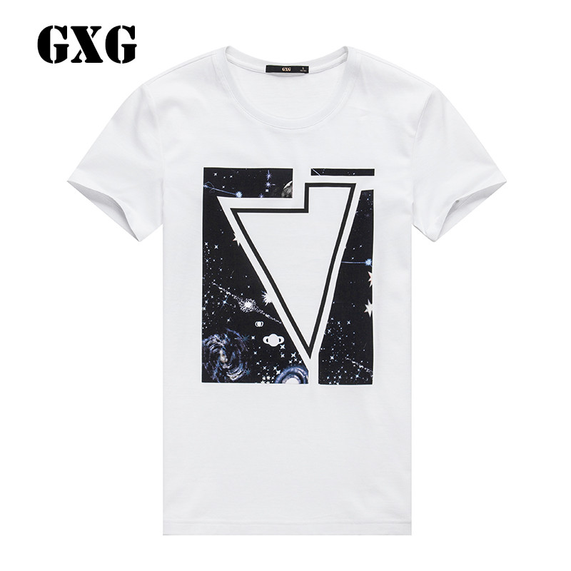 GXG短袖T恤男装春季都市时尚男士白色修身短袖T恤_1 185/XXL 默认颜色