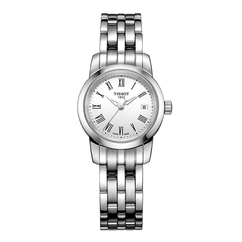 天梭TISSOT 梦幻系列 简约日历 皮革表带 石英女士表 T033.210.16.053.00 T033.210.11.013.00