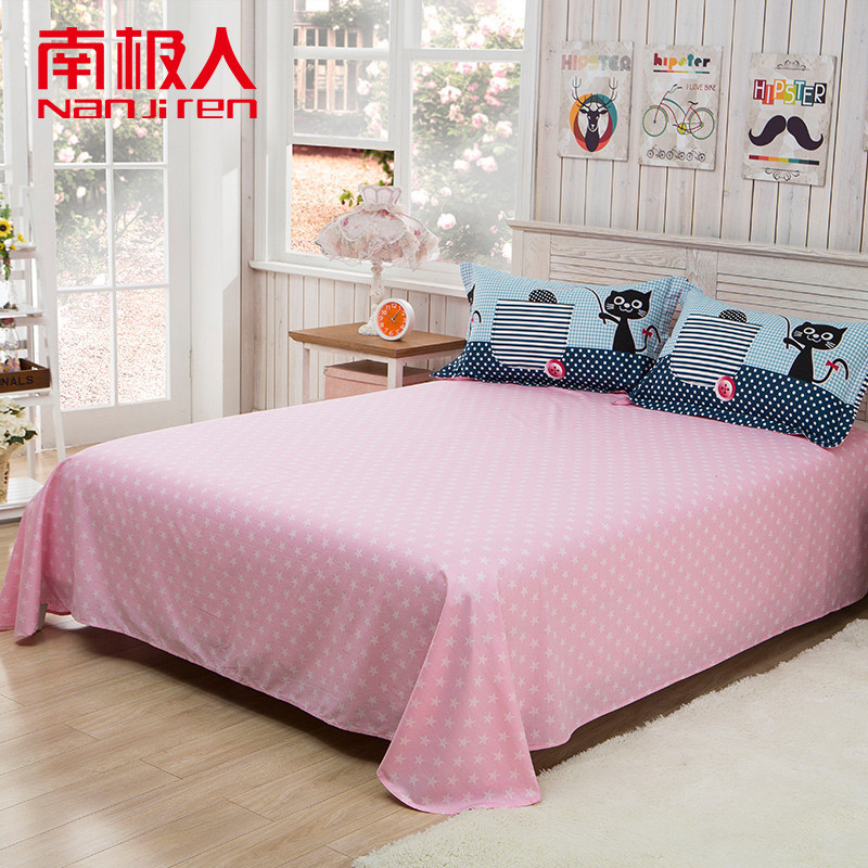 南极人(NanJiren)家纺 纯棉床单单件 床上用品1.2m床1.5m床1.8米床卡通可爱全棉床单床罩单 120x230cm 黄白格