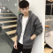 18款式2018冬季卫衣男连帽青少年加绒春季加厚韩版潮流开衫学生帅气外套 L 黑色加绒