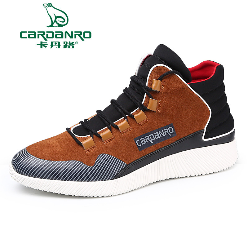 Cardanro/卡丹路流行男鞋高帮运动休闲鞋舒适潮鞋 黄棕色-DM90453552 42