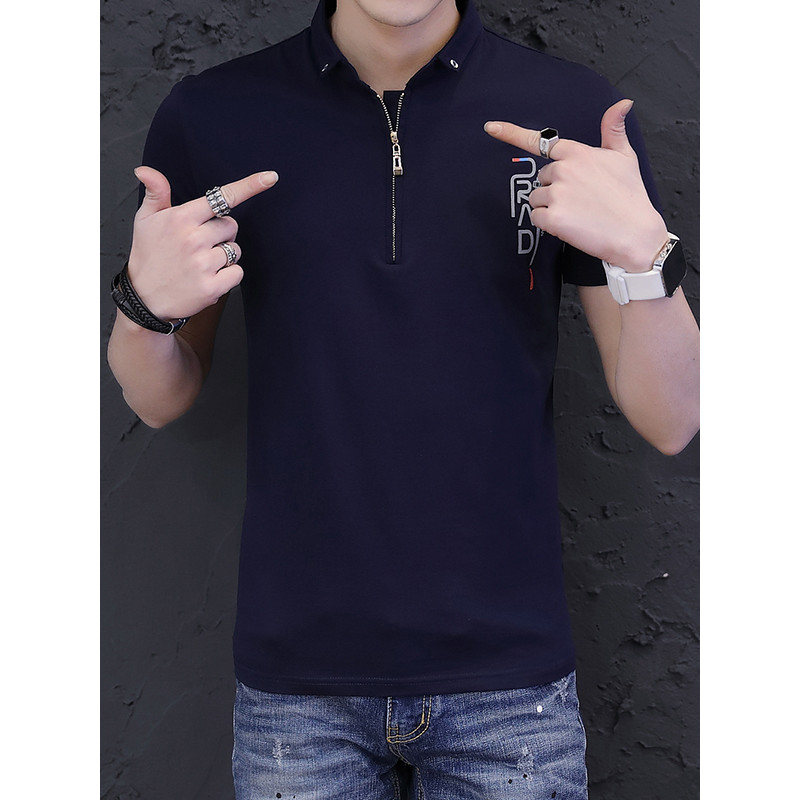 超音狼男装春夏时尚翻领短袖T恤2018KW-642 XXL 黑色