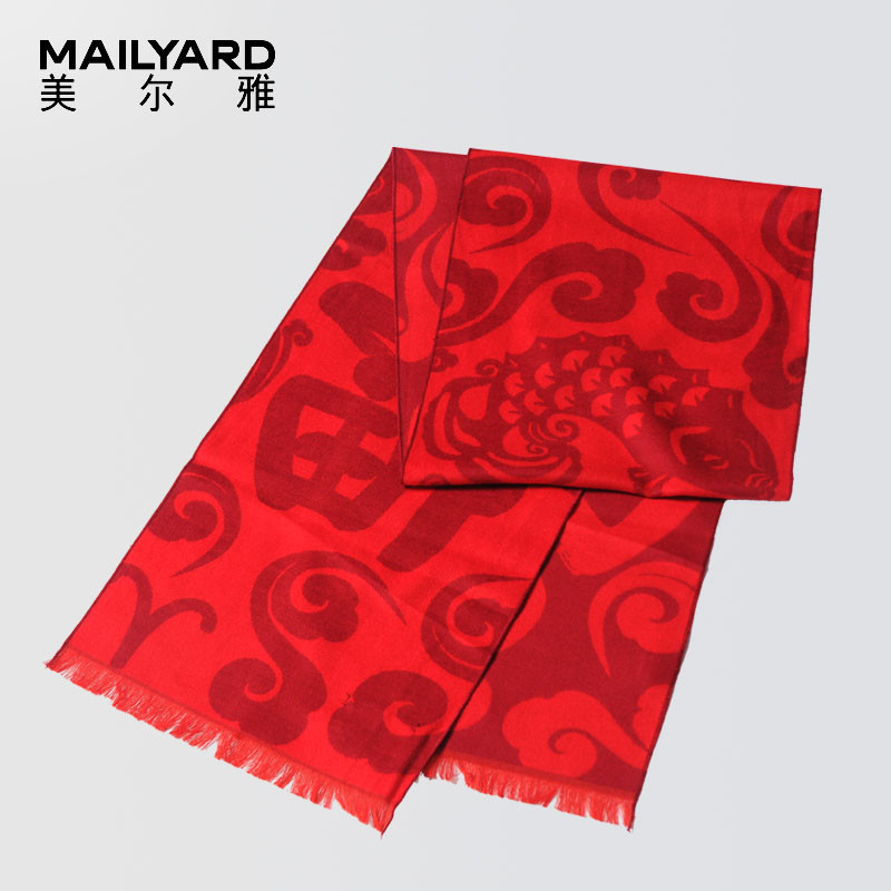 美尔雅(MAILYARD)新款大红色围巾 男女中国红年会本命年新春披肩 094 红色
