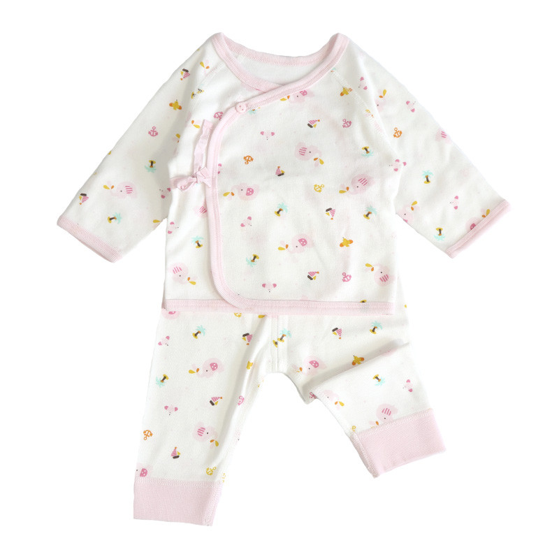 安笛贝乐童装婴幼儿通用蓝色新生儿衣服春秋50%棉50%莫代尔初生婴儿内衣套装和尚服长袖宝宝粉色白色印花春装52-59cm 粉色 52#适合身高48-52cm