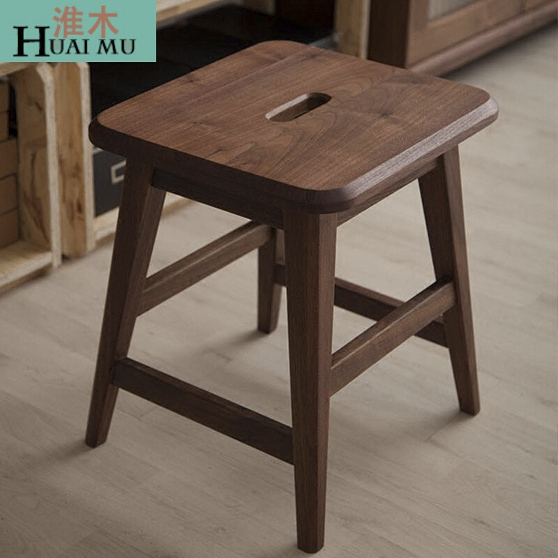 淮木（HUAIMU）实木餐凳换鞋凳胡桃现代简约文艺北欧 黑胡桃木高度45cm