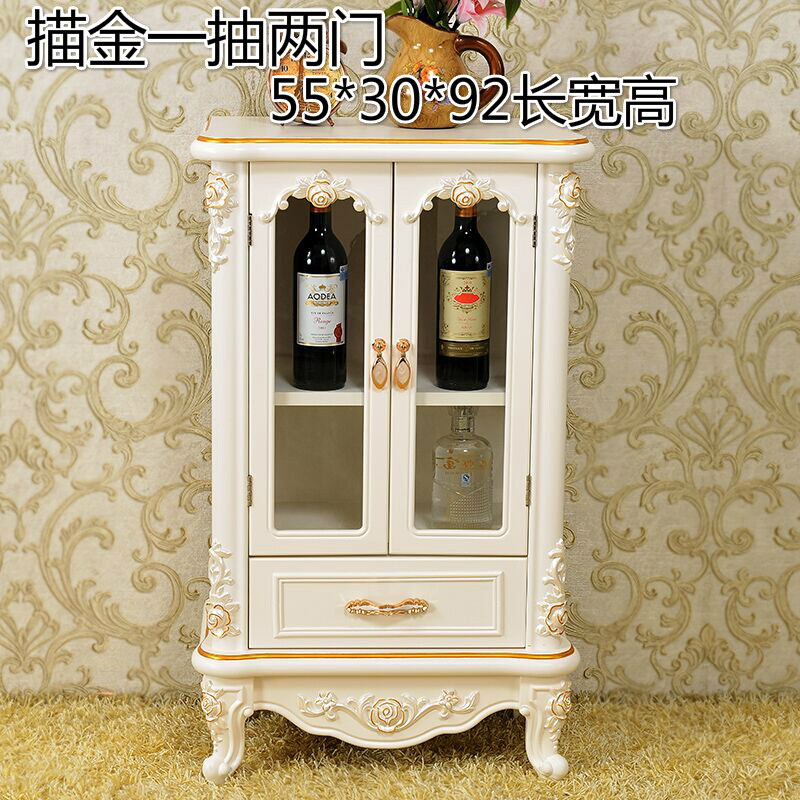淮木（HUAIMU）欧式现代简约田园餐边柜储物柜小地柜展示柜客厅柜单小酒柜 双门两抽纯白色
