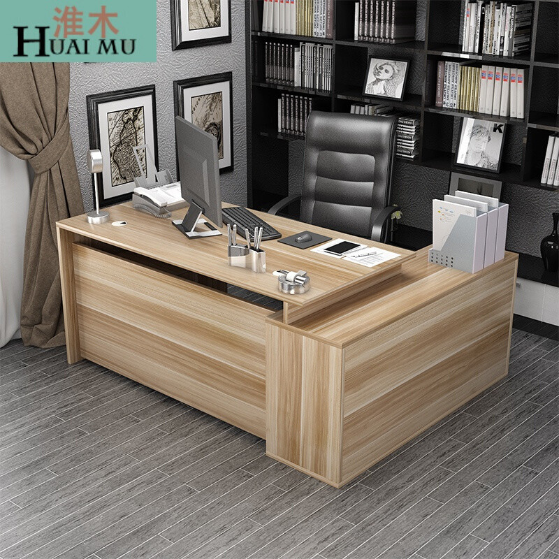 淮木（HUAIMU）办公家具老板桌办公桌大班台主管桌经理桌书桌现代简约 220*80左侧柜拍下备注颜色