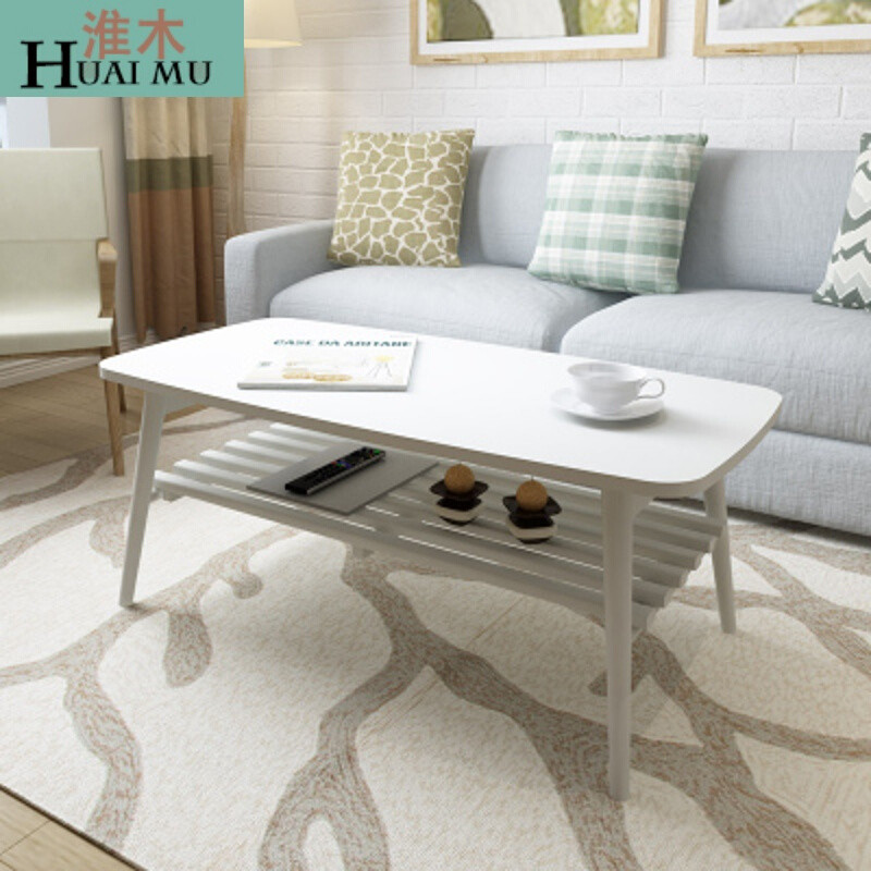 淮木（HUAIMU）小户型茶几的现代简约小茶几日式榻榻米茶桌方形小桌子简易实木几乳白色组装 乳白色