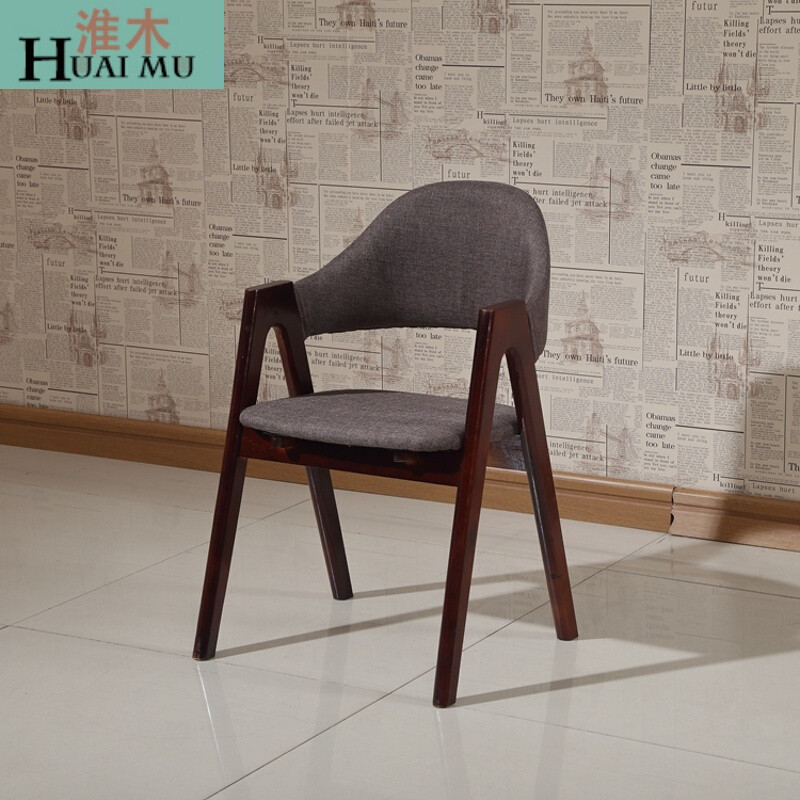 淮木（HUAIMU）北欧实木字椅西餐桌椅餐桌椅组合复古餐椅靠背椅子 实木餐椅