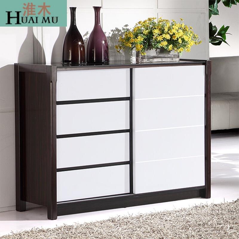 淮木（HUAIMU）简约趟餐边柜餐厅柜现代橱柜茶水柜碗柜深红色#20_4 红色