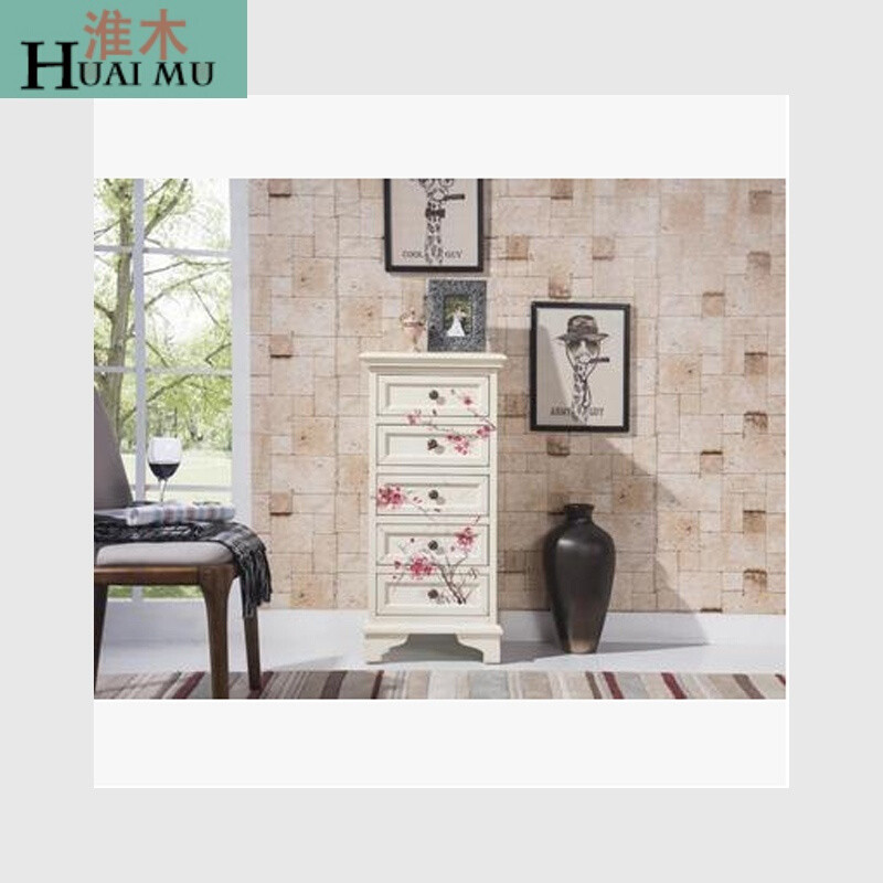 淮木（HUAIMU）卧室玄关柜复古厅柜美式乡村实木斗柜客厅整装储物柜七斗柜整装 白色五斗柜