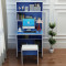 淮木（HUAIMU）简约现代折叠电脑桌台式家用学习小书桌写字台带书架书柜组合 白色加凳子