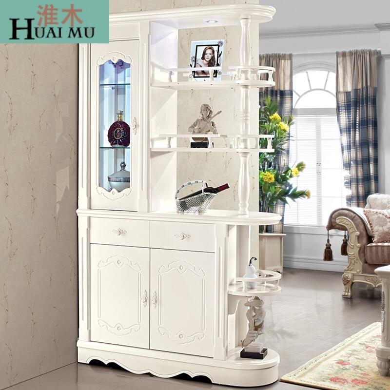 淮木（HUAIMU）时尚欧式户型玄关柜间厅柜隔断厅柜鞋柜酒柜客厅双面装饰柜1.2象牙白_1 默认颜色