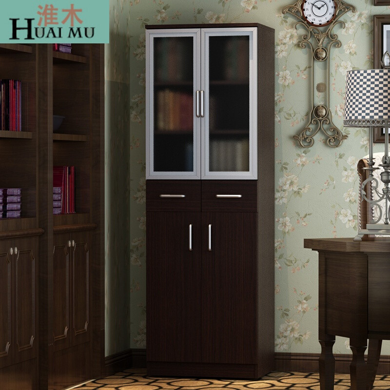 淮木（HUAIMU）厨房餐边柜简易玻璃餐柜酒碗收纳橱柜厨房家具储物柜胡桃木4 胡桃木