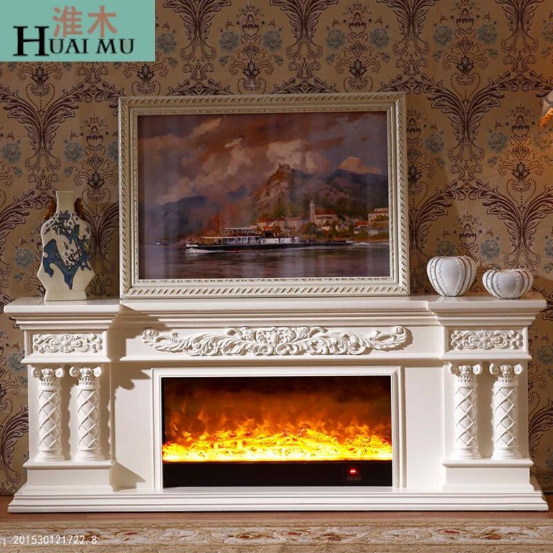 淮木（HUAIMU）欧式壁炉电视柜1.8米/1.5米白色取暖电壁炉芯装饰柜仿真火壁炉架S_4 长1.2米高1020壁炉架子