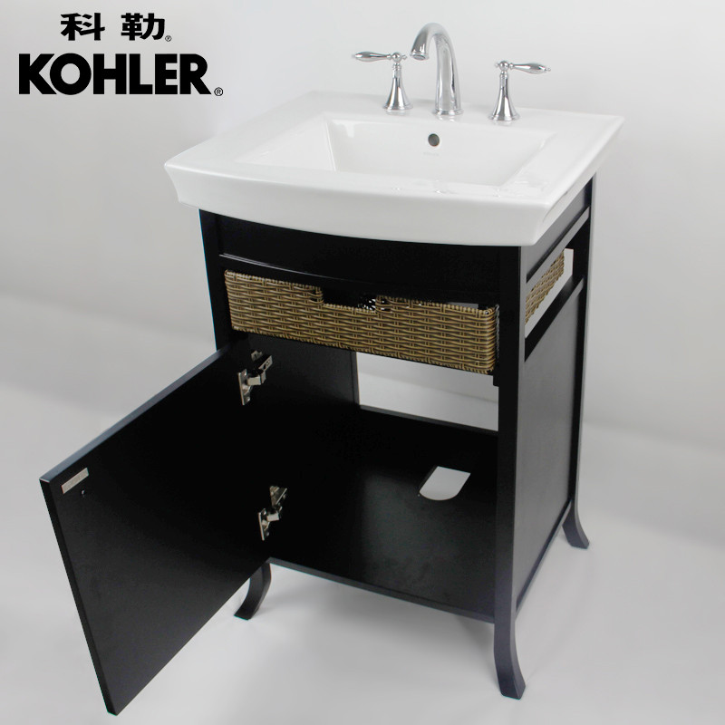 科勒(KOHLER) 雅琦浴室家具含盆K-2449T-A-F2开放式/封闭式可选 0.6M 封闭柜体+2358-8三孔面盆